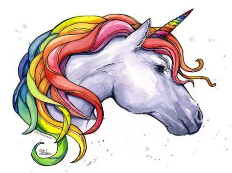 rainbow unicorn watercolor art print colorful unicorn print unicorn