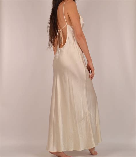 vintage backless silk slip dress s l