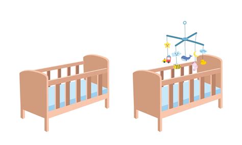 wooden baby crib clipart simple cute crib  baby mobile hanging toy