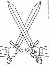 Swords Coloring Crossed Pages Colouring Kids Medieval sketch template