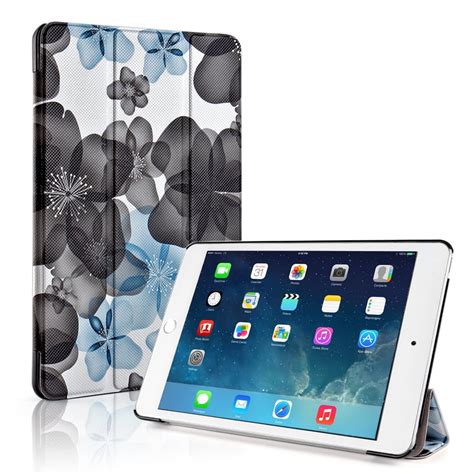 ipad mini  case floral blue ultra slim lightweight folio smart cover stand  auto sleep