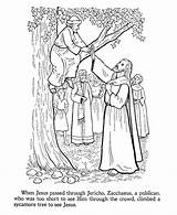 Coloring Jesus Zacchaeus Bible Printables Pages Tree sketch template