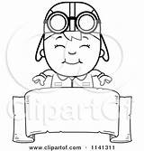 Pilot Clipart Coloring Aviator Boy Sign Happy Over Cartoon Cory Thoman Outlined Vector Hat Template Clipground sketch template