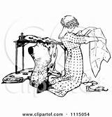 Seamstress Vintage Clipart Illustration Kneeling Working Prawny Royalty Vector Poster Print Clipartof sketch template