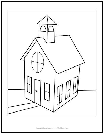 schoolhouse coloring page print