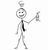 Stickman Cheerful Businessman Drinker Thirsty sketch template