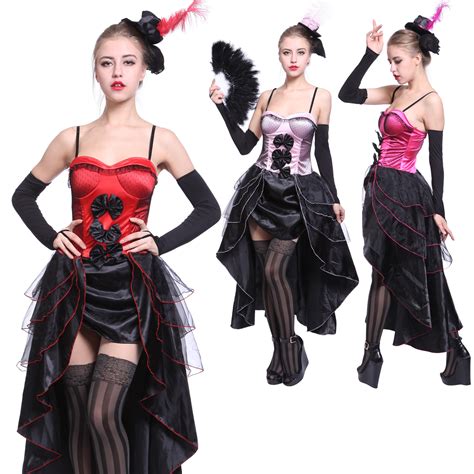 Moulin Rouge Showgirl Dancer Fancy Dress Can Can Girl Costume Burlesque