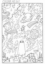 Pages Aesthetic Coloring Indie Ghost Sad Club Kid Colouring Drawing sketch template