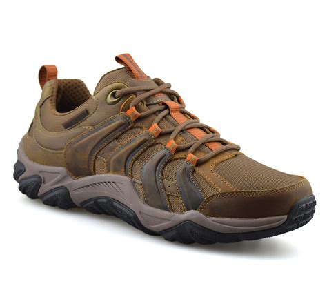 mens skechers walking hiking memory foam trail work leather trainers shoes size ebay