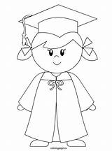 Graduation Clipart Girl Kindergarten Coloring Boy Library sketch template