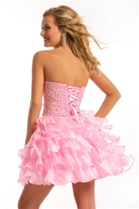 Pink Strapless Sweetheart A Line Mini Sexy Dress With Embroidery And