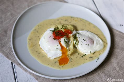 pochierte eier mit senfsauce und forellekaviar mal verlorene eier