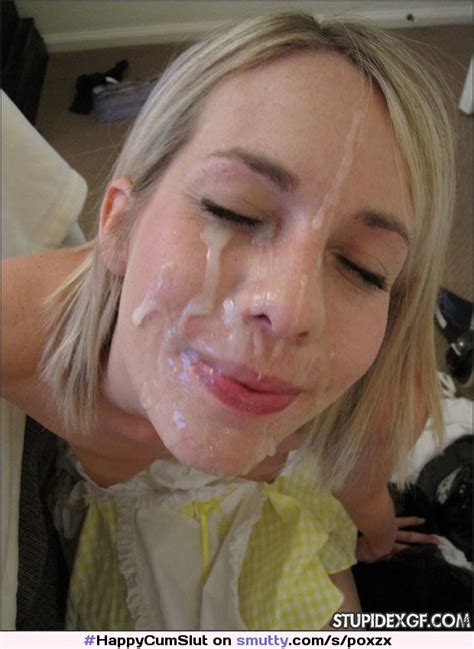cumonface covered sperm messy happy blonde facial cum