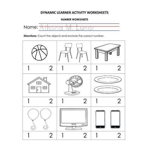 pages numbers   activity worksheets  preschool grade