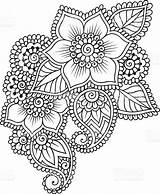 Henna Coloring Pages Flower Mandala Tattoo Mehndi Vector Zentangle Flores Para Ornament Istockphoto Abstract Adult Illustrations Hand Drawn Printable Illustration sketch template
