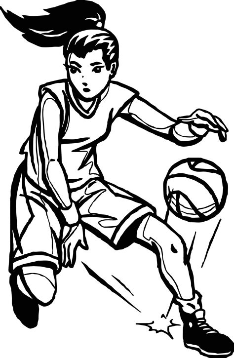 awesome girl player playing basketball coloring page sports coloring