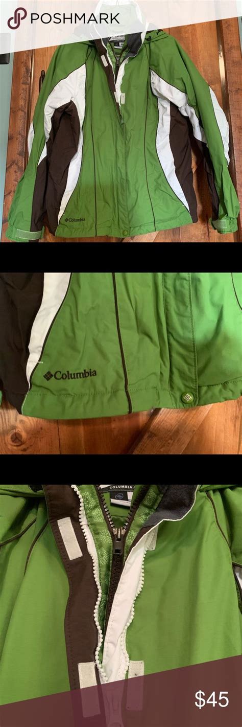 columbia jacket brown green  white columbia jacket double zip front