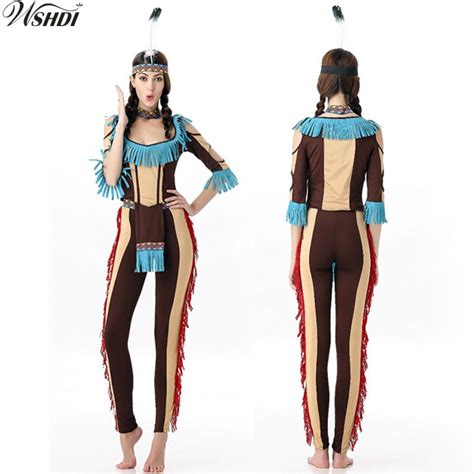 new adult ladies native american indians costume halloween party fancy