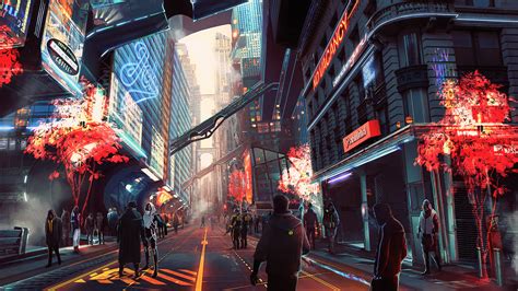 Wallpaper Artwork Futuristic City Cyberpunk Cyber