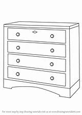 Drawers Chest Draw Drawing Furniture Step sketch template