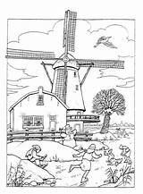 Coloring Colouring Windmill Windmills Holland Kleurplaten Adult Kiezen Bord Windmolen Nederland Kleurboeken sketch template