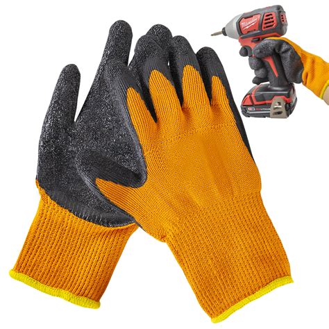 pairs orange black work gloves rubber coated working gloves