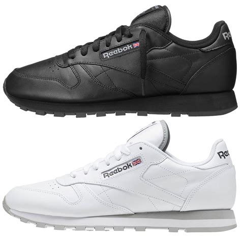 reebok classic trainers retro leather black white grey   sneakers