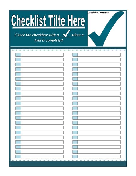 printable check list
