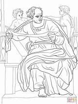 Michelangelo Prophet Sistine Joel Supercoloring sketch template