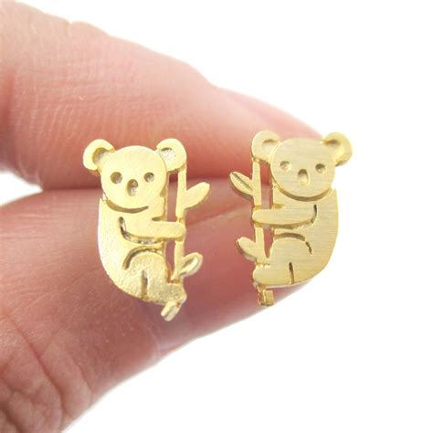 super cute koala bear shaped stud earrings  gold dotoly animal