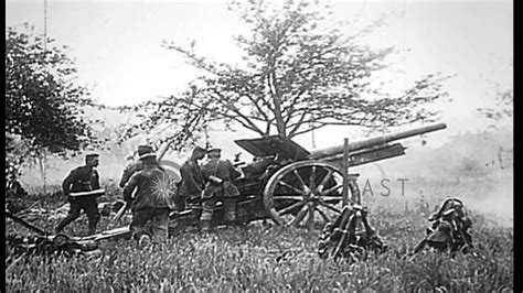 german field artillery covering infantry advance  world war  hd