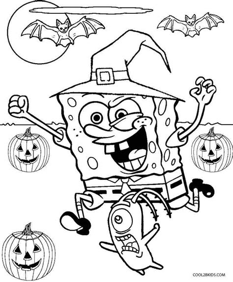 spongebob halloween coloring pages coloring home