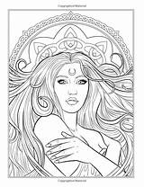 Coloring Pages Adult Printable Fantasy Fairy Gothic Halloween Magic Colouring Amazon People sketch template