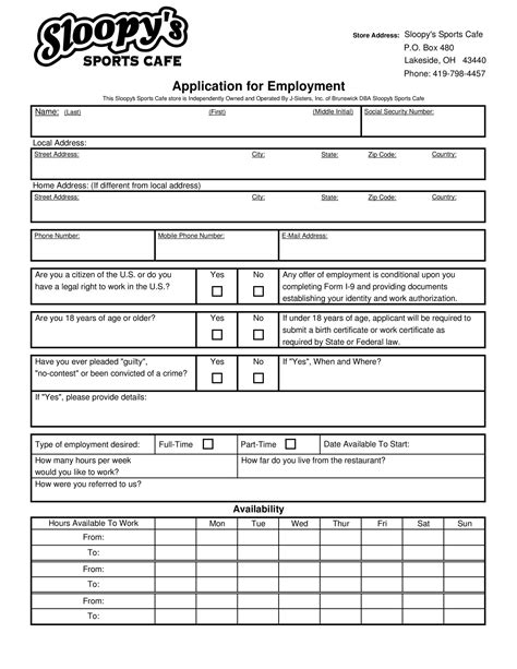50 Free Employment Job Application Form Templates [printable