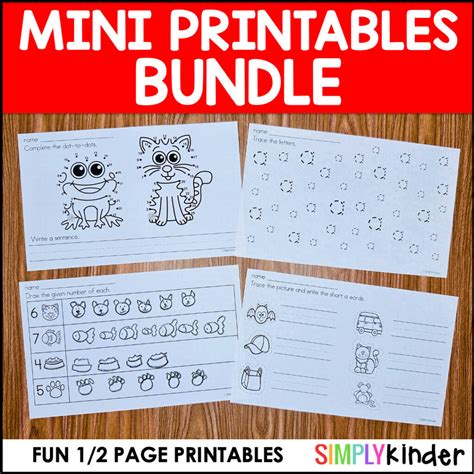 mini printables bundle simply kinder