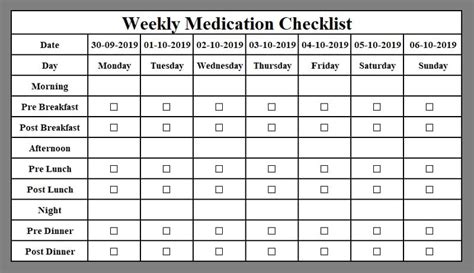 excel printable medication list template printable templates