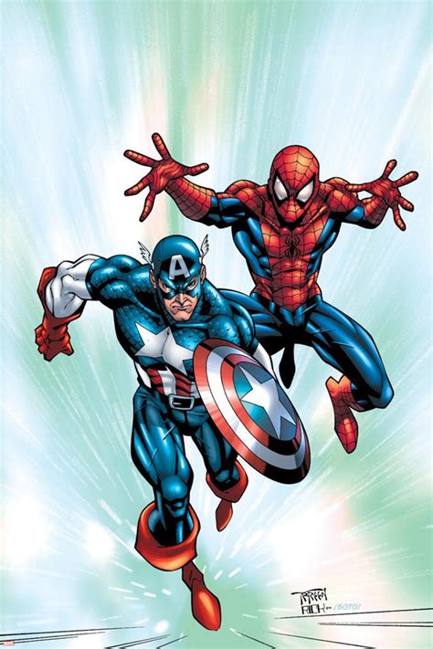 Marvel Age Team Up No 2 Cover Spider Man And Captain America Fighting