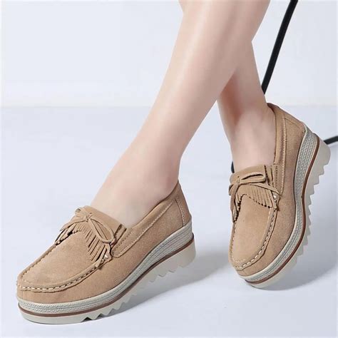 spring fall platform shoes women suede genuine leather shoes ladies comfortable casual