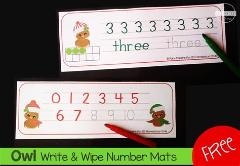 owl write wipe number mats trace number
