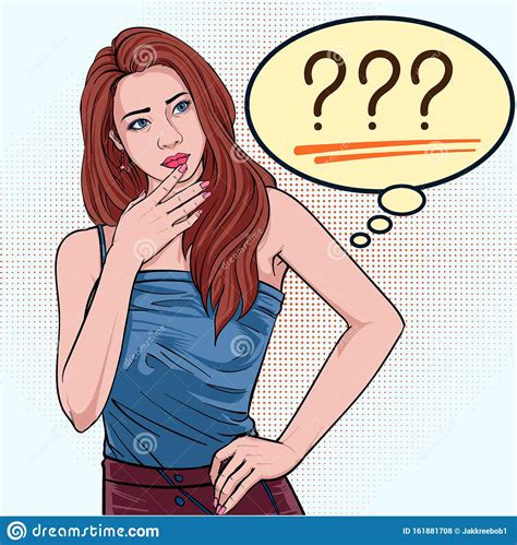 Beautiful Girl Think About Solving Various Edition Illustration Vector