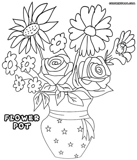 flower   pot coloring page  getcoloringscom  printable