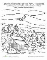Coloring Mountains Pages National Park Smoky Sequoia Color Sheets Kids Mountain Printable Adult Colouring Adults Book Print Drawing Education Worksheet sketch template