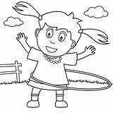 Hula Hoop Playing Coloring Girl Park Kids Pages Illustration Cute Stock Preview Vector Getdrawings Getcolorings Valuable sketch template