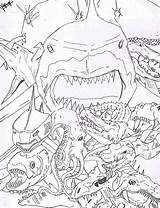 Shark Mega Sharktopus Monsters Deviantart Battle Decisive Lines Avgk04 Coloring Template Pages sketch template