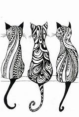 Tribal Cats Coloring Pages Cat Drawings Drawing Mandala Doodle Zentangle Adult Printable Pattern Book Visit Adults sketch template