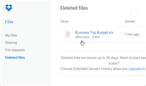 restore deleted  previous versions  files  dropbox