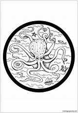 Pages Octopus European Mandala Coloring sketch template