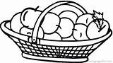 Basket Coloring Pages Apple Clipart sketch template