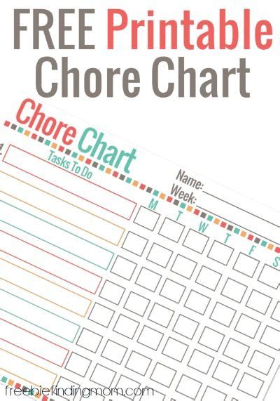 printable chore chart  kids freebie finding mom chore chart