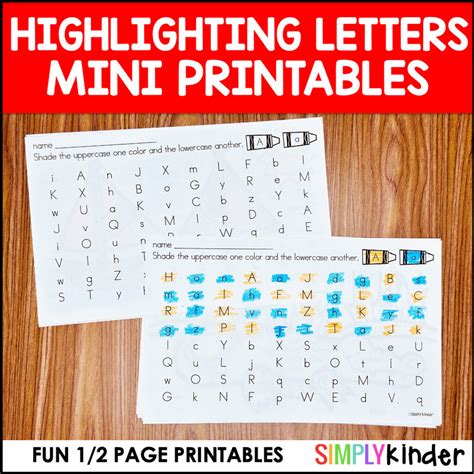 highlighting letters mini printables simply kinder